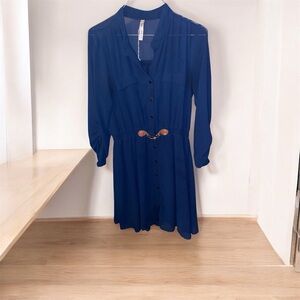 Chic Navy Long Sleeve Dress